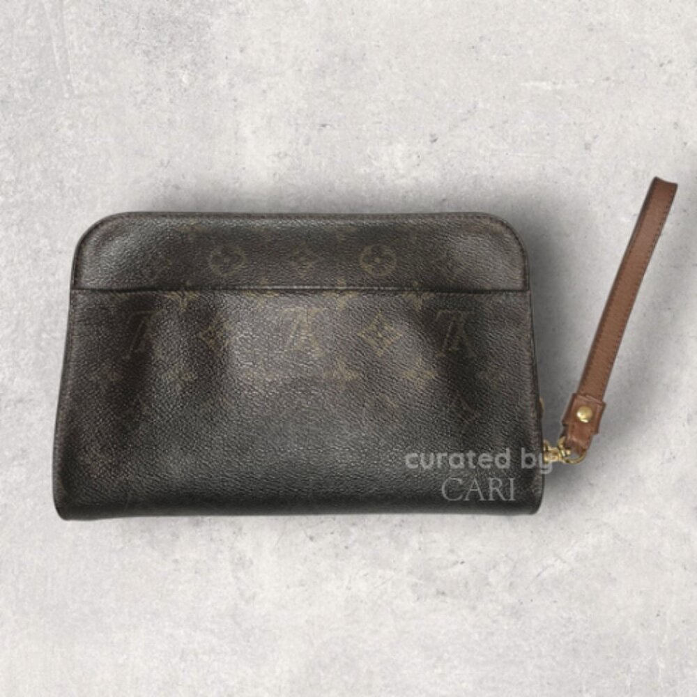 Vintage Louis Vuitton Orsay Monogram Clutch Wristlet Bag Brown